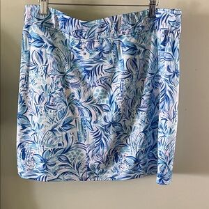 Stella Parker Blue & White Tropical Print Skort